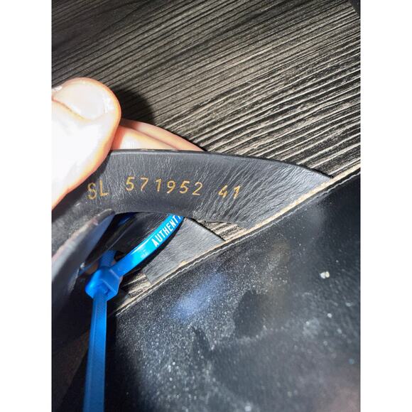 Yves Saint Laurent Beige Jute and Black Tribute Flat Slide Sandals Sz. 10.5 - Picture 2 of 8